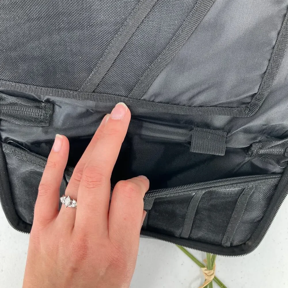Rectangle Dark Gray Zip Around Side Handle Business Office Organizer Travel Bag